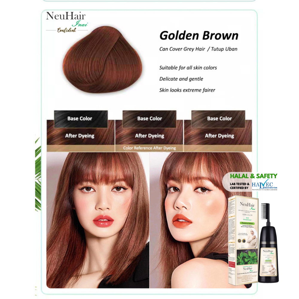 [400ml] Golden Brown - NeuHair Inai Pewarna Rambut Hair Dye Color ...