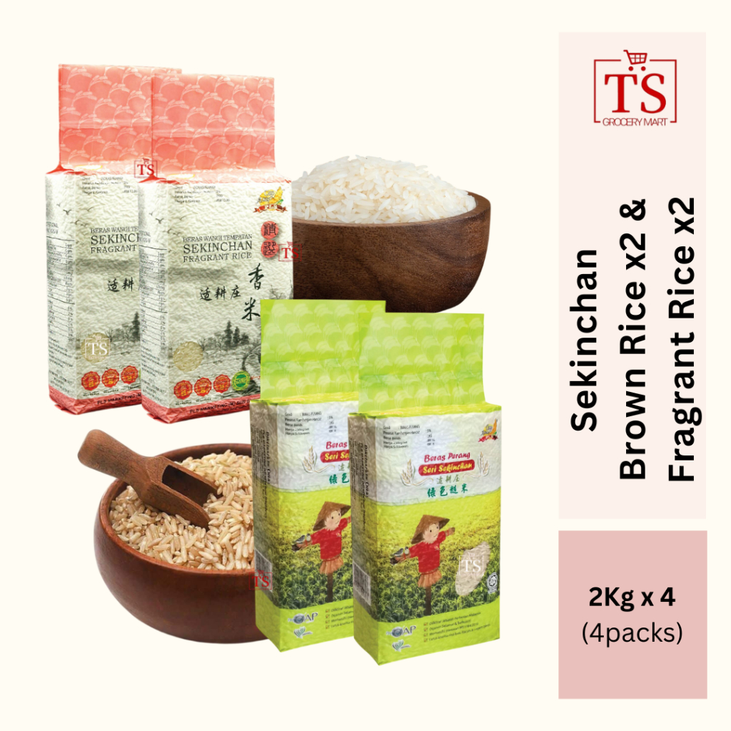 Sekinchan fragrant Rice & Brown Rice (Cap Asas) - 2KG x 4packs | Shopee ...