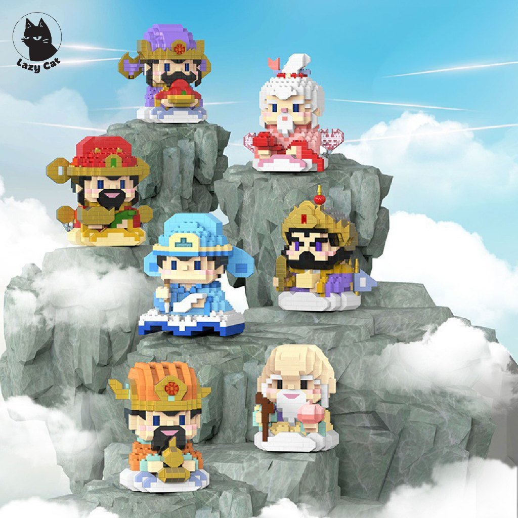 Mini Cute Cartoon Chinese Gods Series Block New Year Bricks Cute ...