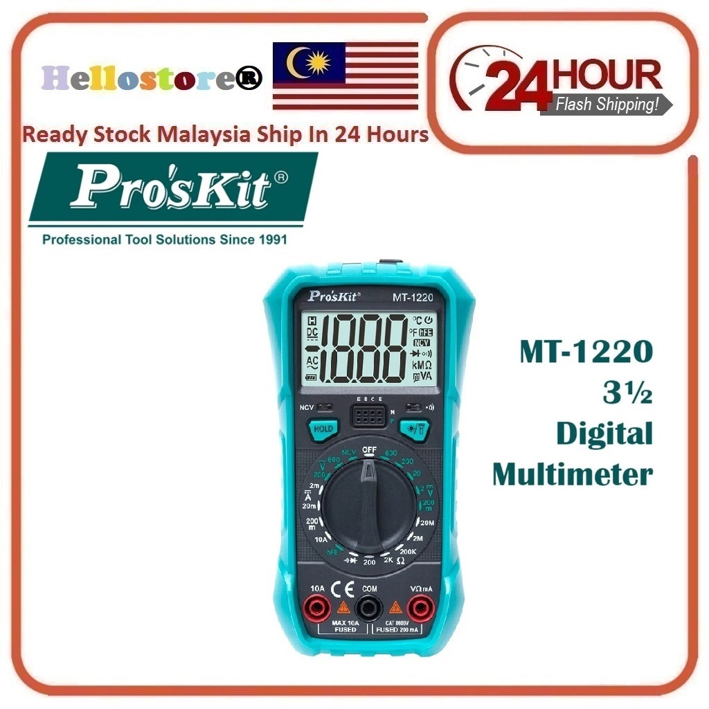 Pro'sKit Tools Solutions MT-1220 3-1/2 digital meter resistance diode ...