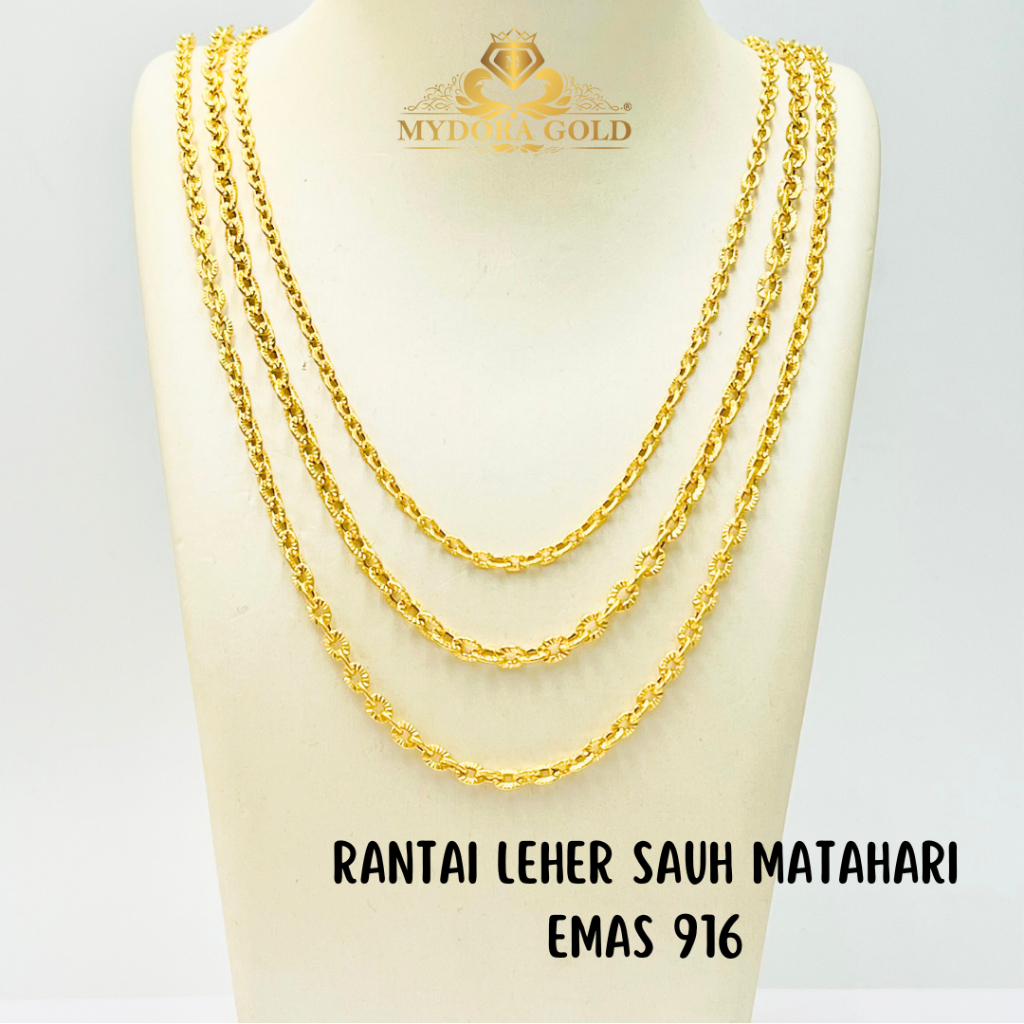 MYDORA Rantai Leher Sauh Matahari | EMAS 916/22K | Shopee Malaysia