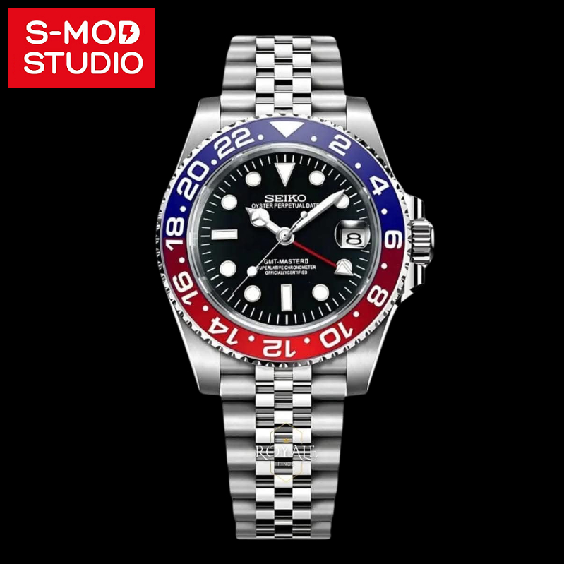 Montre Seiko Mod GMT Automatique - Cadran Pepsi - Mouvement NH34 - Occasion Homme