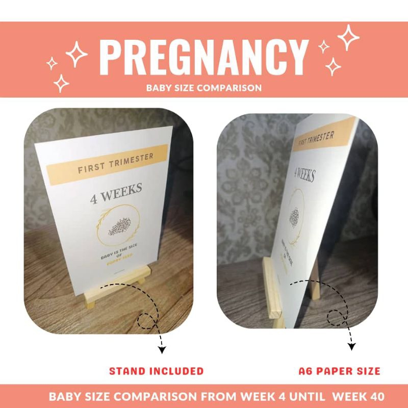 Pregnancy Tracker+Milestones+Baby Size Comparison+Ivory card/Simili ...