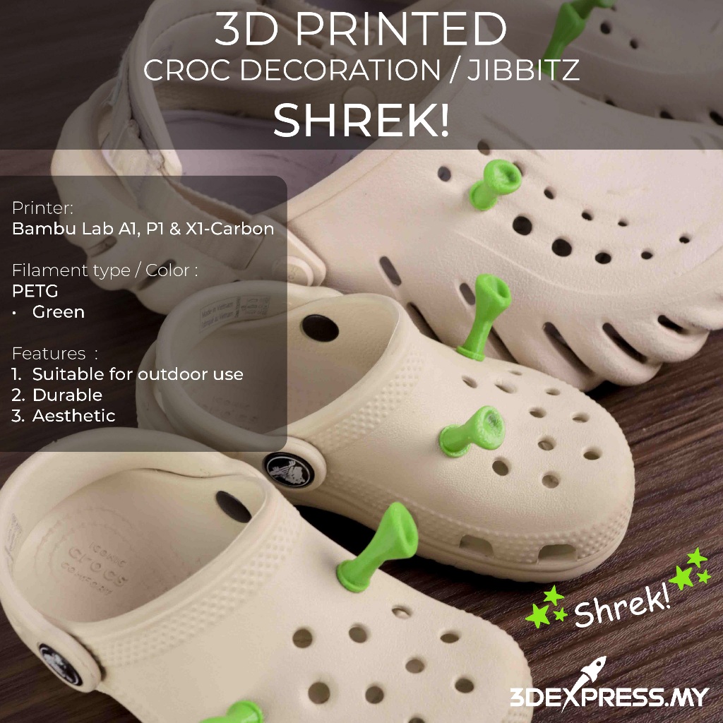 [3D PRINTED]  Croc Decoration / Jibbitz Shrek!