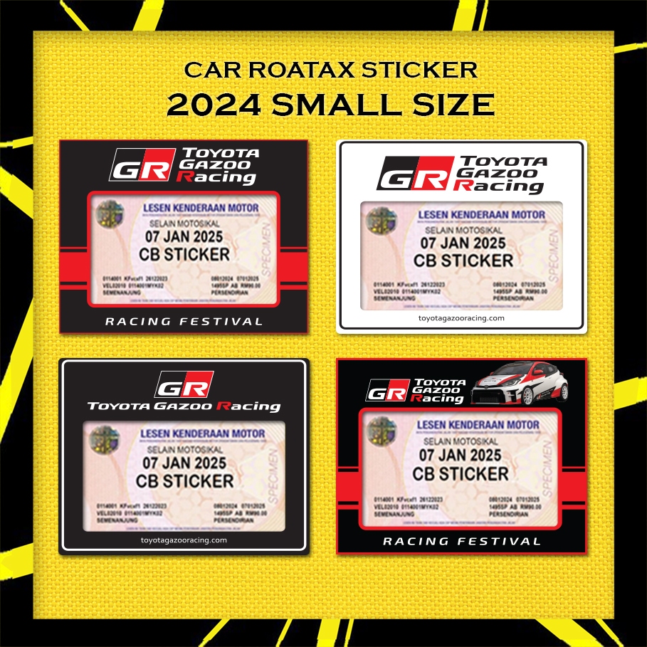 TOYOTA GR TOYOTA GAZOO RACING CAR ROADTAX SMALL STICKER / RK04 | Shopee ...
