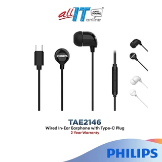 PHILIPS TAE2146 Wired In-Ear Earphone with 10mm Drivers, Type-C Plug, Build-in Mic & 1.2m Length