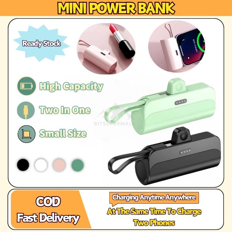 COD 2 IN 1 Mini Portable Power Bank 4 Light Full Capacity 2500mAh Type ...