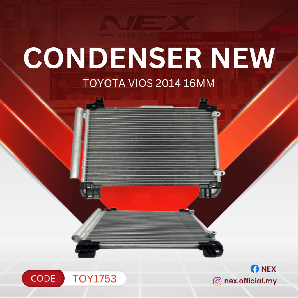 AIRCOND CONDENSER NEW TOYOTA VIOS 2014-2020 NCP150 & NSP151 (DENSO ...