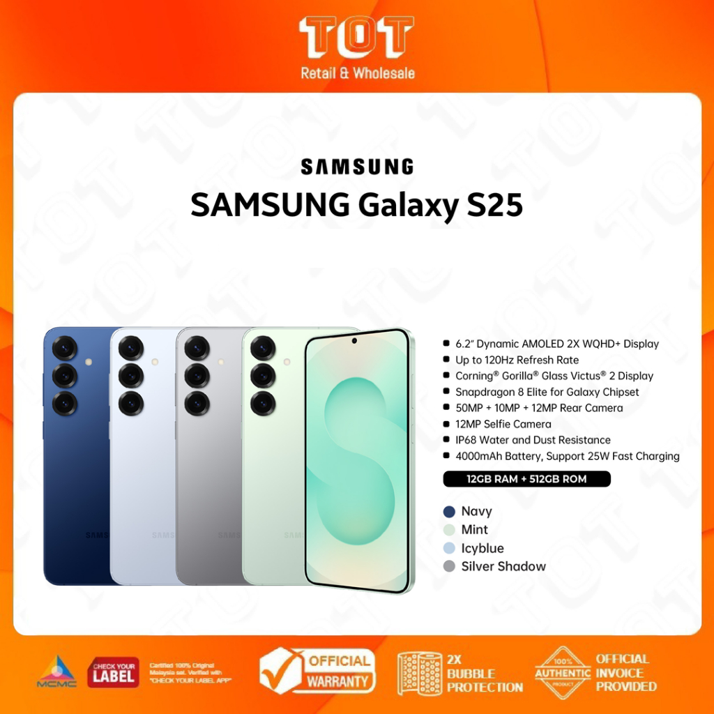 SAMSUNG Galaxy S25 Ultra / Galaxy S25+ / Galaxy S25 5G | Original Malaysia New Set | 1 Year Warranty