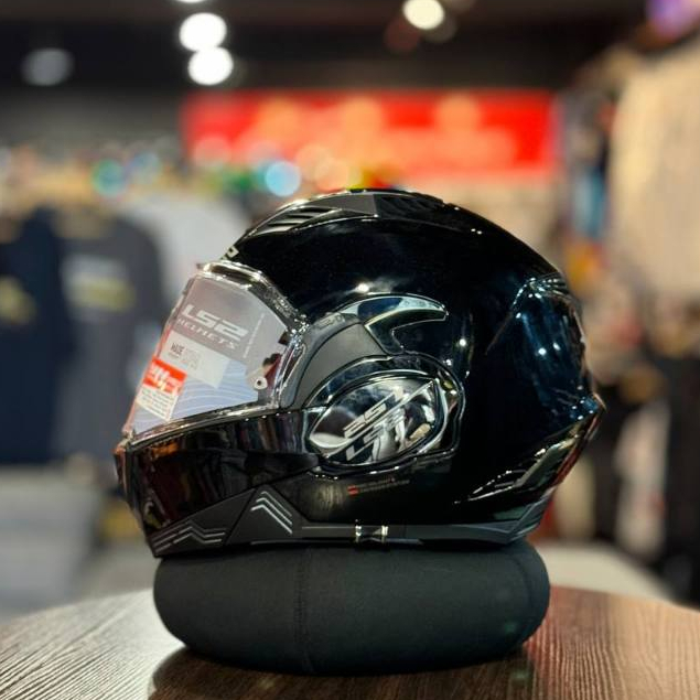 HELMET LS2 FF900 VALIANT 2 SOLID GLOSS BLACK MODULAR HELMET FLIP BACK ...
