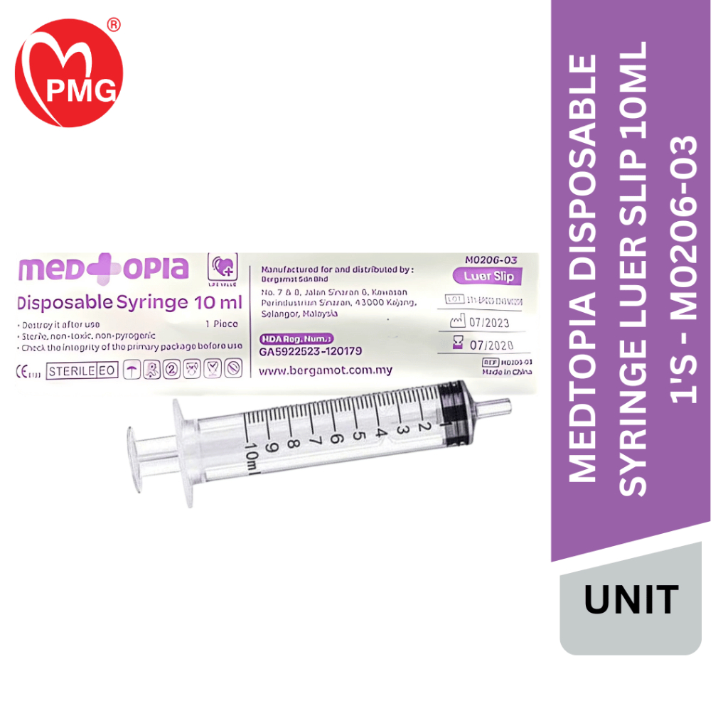 [PMG PHARMACY] Medtopia Disposable Syringe Luer Slip 10ml 1's - M0206 ...