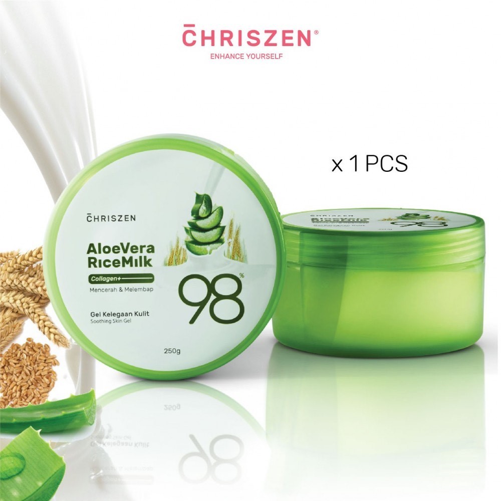 Chriszen 98% Aloe Vera & Rice Milk Collagen Plus - Soothing Skin Gel ...