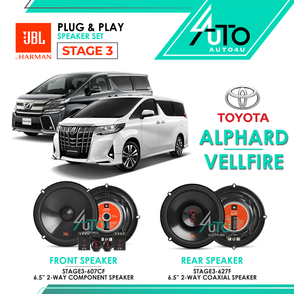 Toyota Alphard Car Speaker Plug and Play JBL Stage3 PnP Speaker Set ...