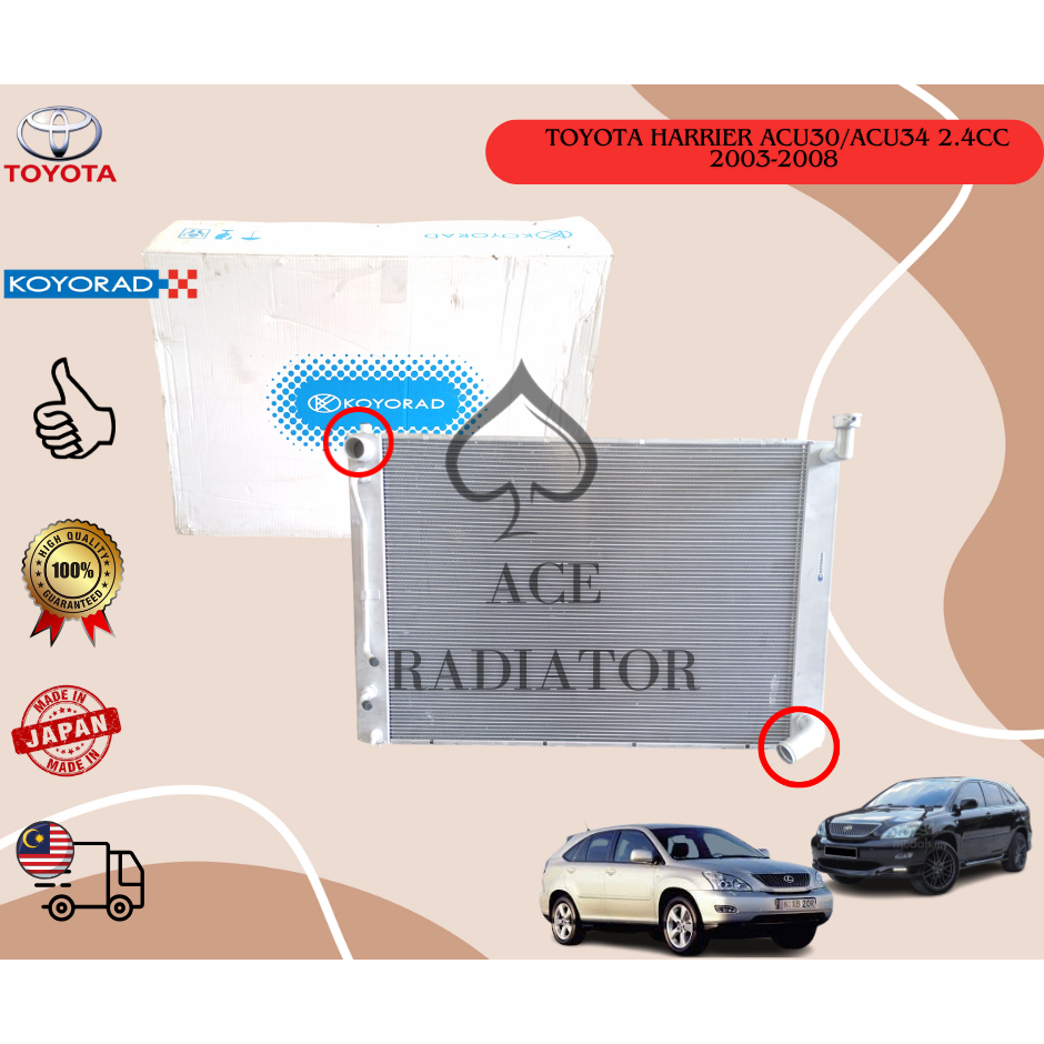 TOYOTA HARRIER ACU30/ACU34 2.4cc 2003-2008 AUTO 1ROW-PA16-5MMRADIATOR ...