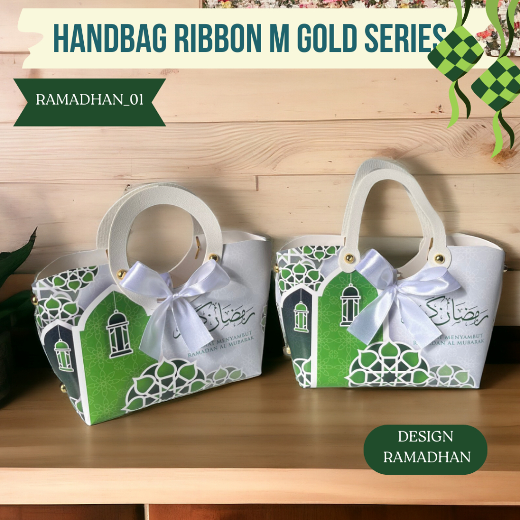 [10PCS] HANDBAG RIBBON M GOLD SERIES RAYA RAMADHAN WEDDING/GIFT/GOODIES ...
