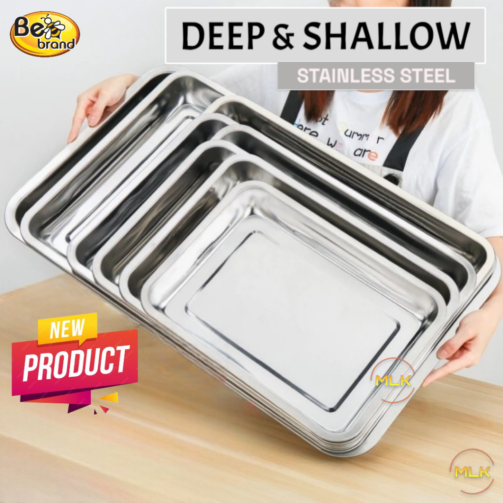 MLK Extra Tebal Multipurpose Rectangle Food Tray Stainless Steel Dulang ...