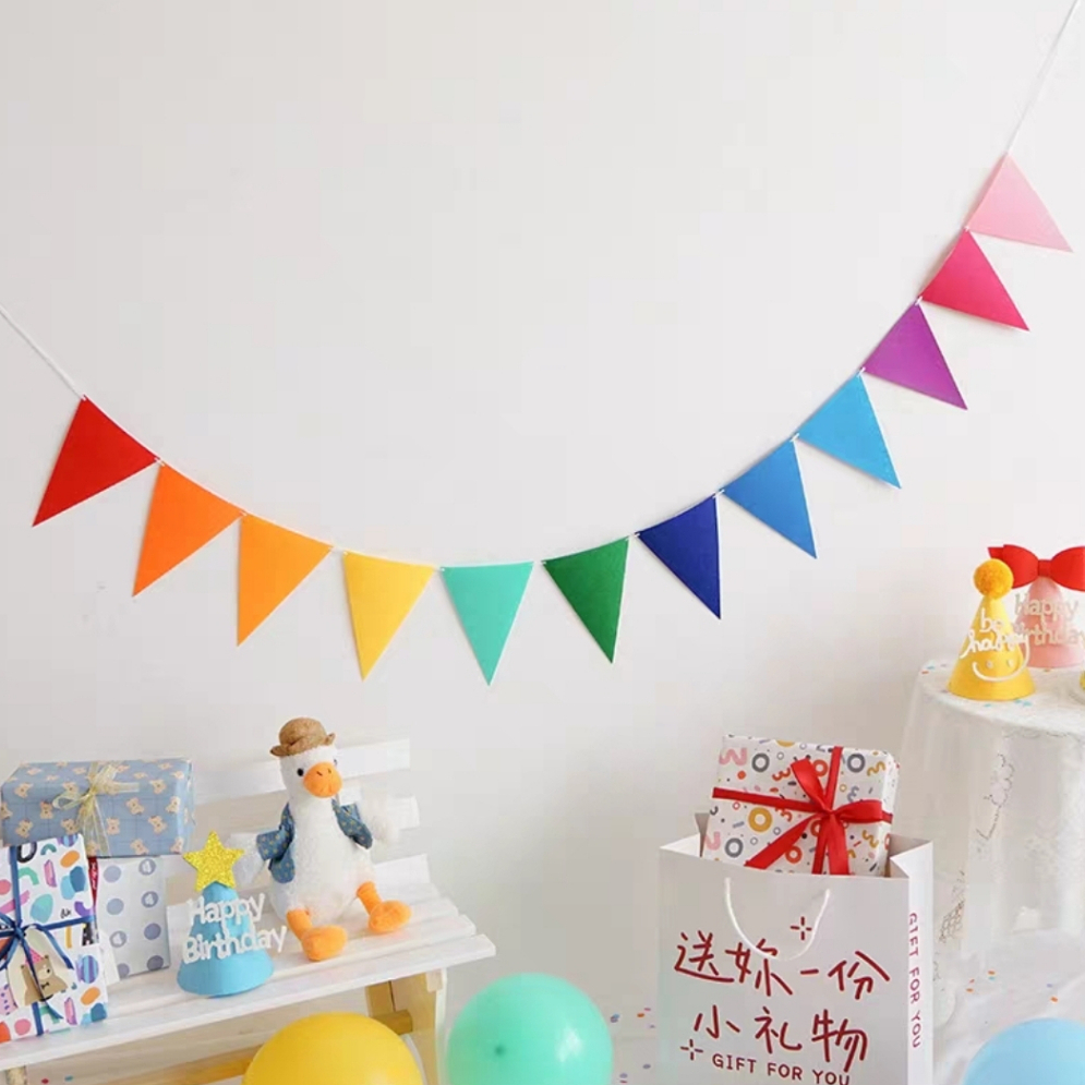 12 flags Triangle Pennant Paper Banners Birthday Party Bunting ...