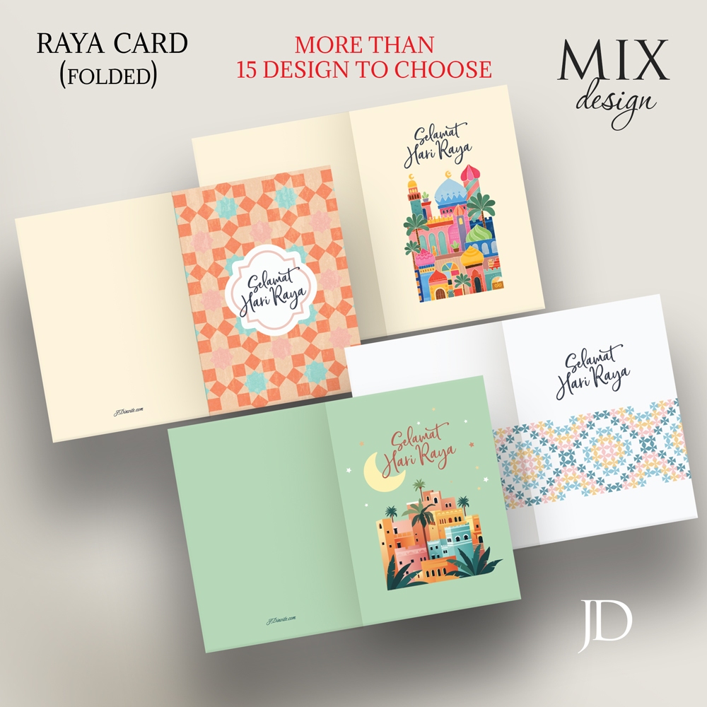 MIX design Kad Raya Ready Made Folded Luxury Selamat Hari Raya ...