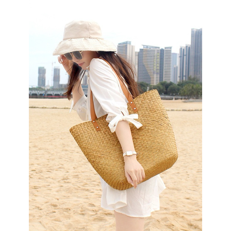Handmade Rattan Tote Bag Women | Woven Straw Beach Bag Large Capacity ...