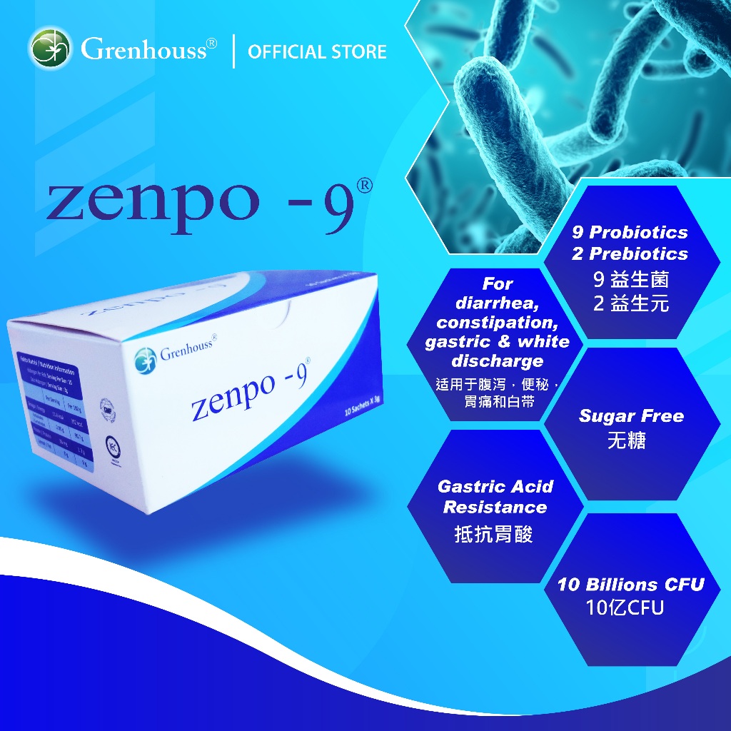 ZENPO - 9 - Comprehensive Digestive Care by 9 Probiotics & 2 Prebiotics ...