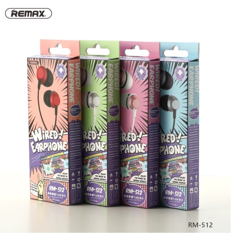 ORIGINAL Remax RM-512 Stereo Earphones 3D bass. RM512 Headset Earphone ...