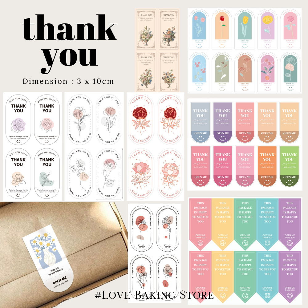 LBS • 100pcs | 3x6cm OPEN ME Cute Thank You Stickers Gift Sticker Seal ...