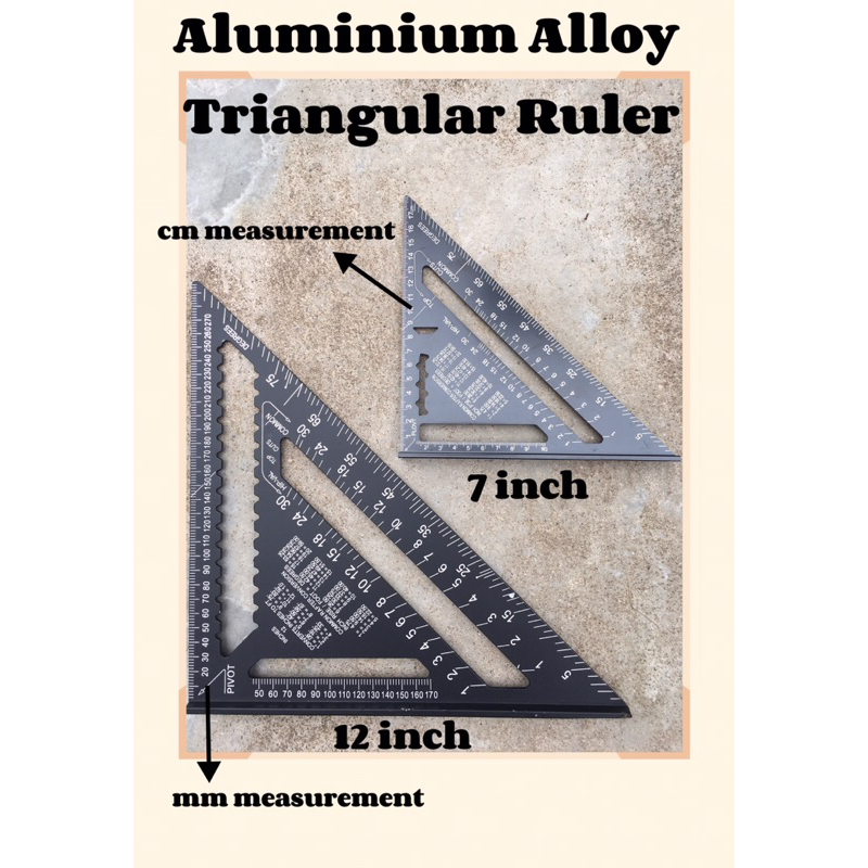 Triangle Ruler Metal Aluminium Alloy Triangular Protractor Set Square ...