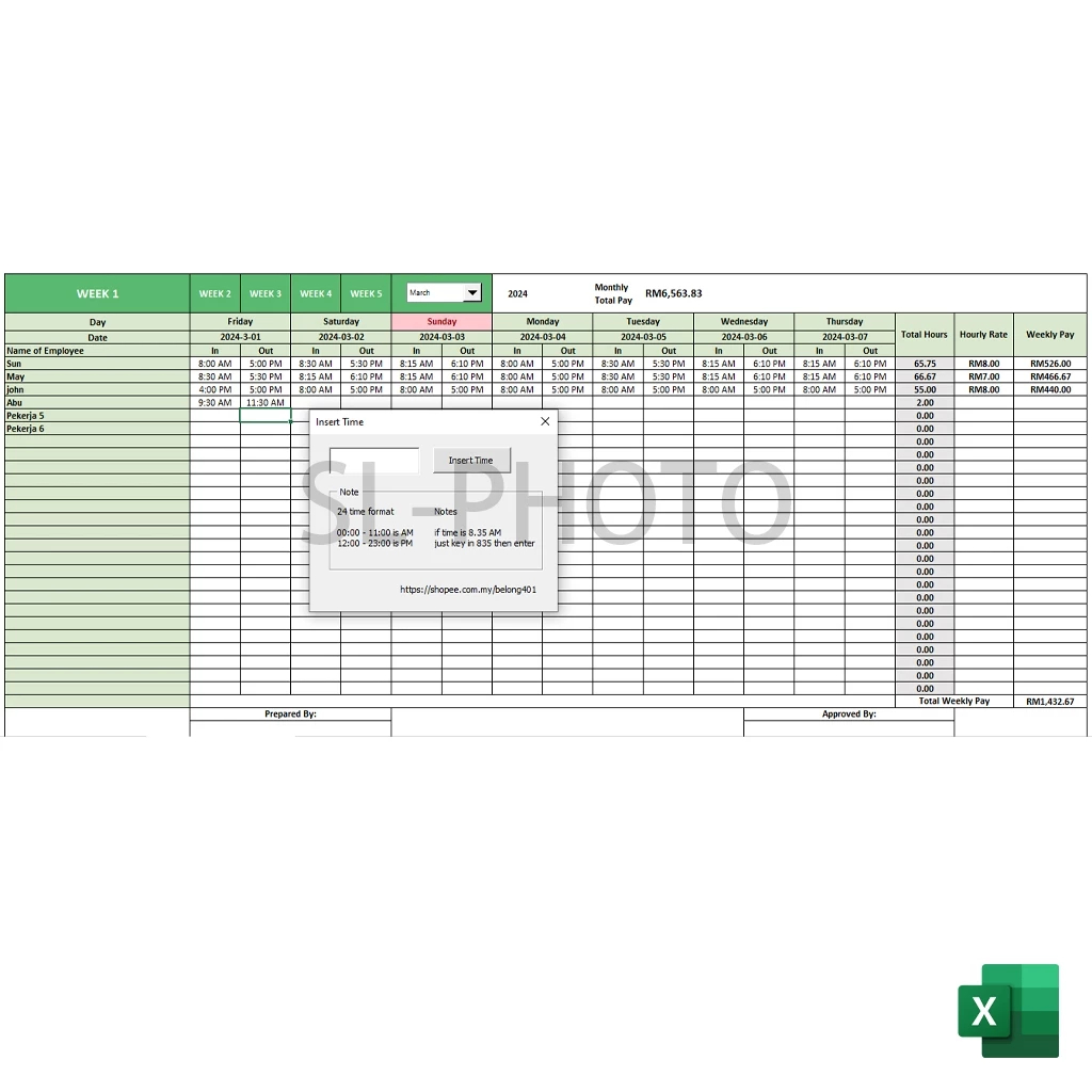 Simple Use Auto Employee Simple TimeSheet & Pay Record Full Edition ...