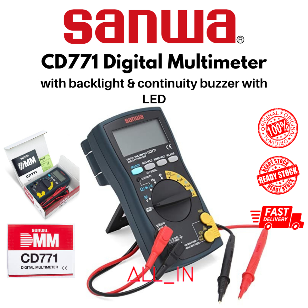 Sanwa CD771 Digital Multimeter with Backlight & Continuity Buzzer with ...