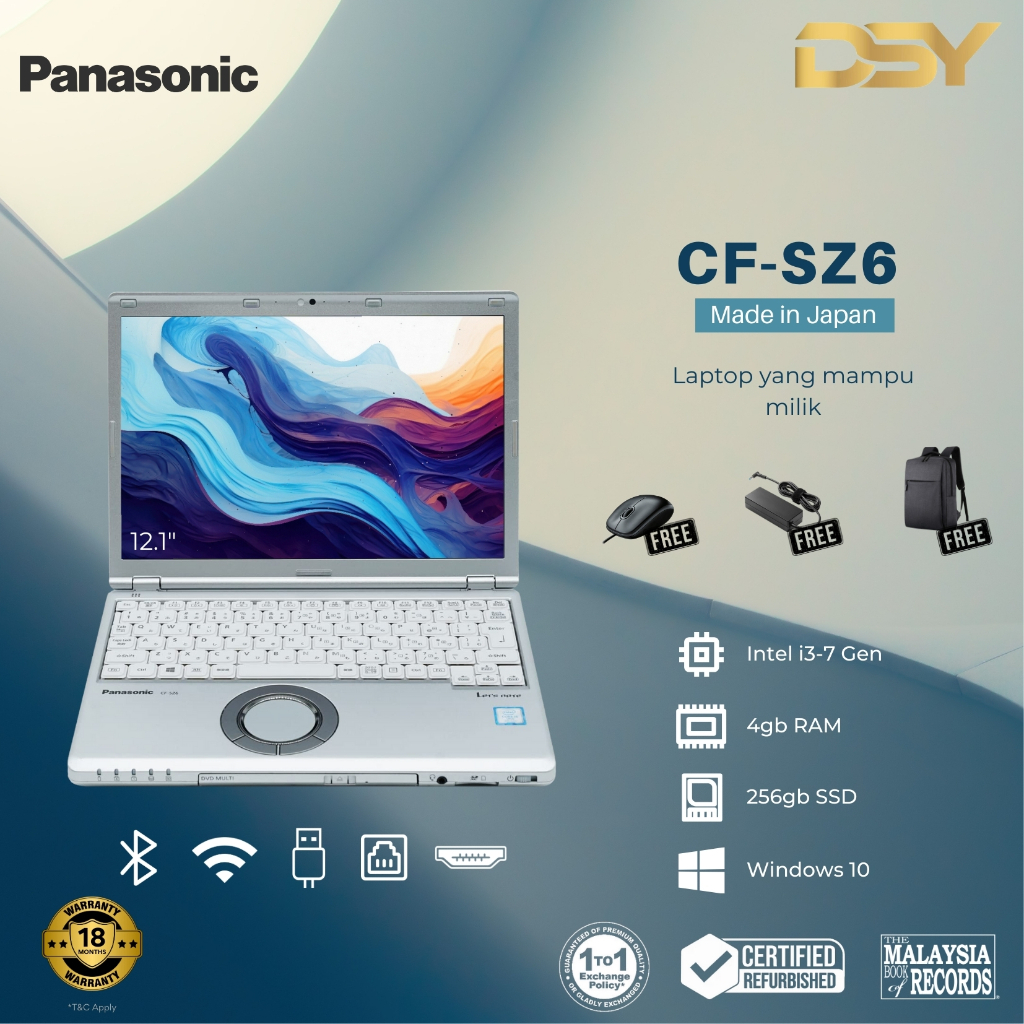 (Warranty 18 Month) PANASONIC i3-7th | 4GB RAM DDR4 | 256SSD | FREE ...