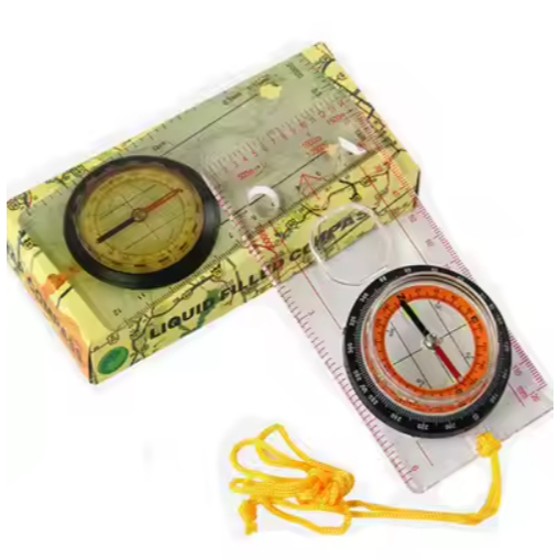 Liquid Filled Compass 55mm with Acrylic Ruler and Lanyard Compass/ Map ...