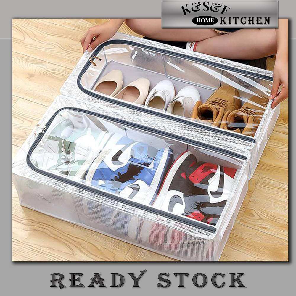 Extra Large Capacity Shoe Storage Box Dustproof PVC Transparent Folding ...