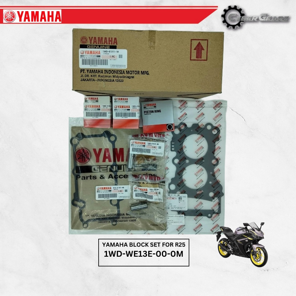YAMAHA CYLINDER BLOCK SET PISTON & RINGS FOR R25 (1WD-WE13E-00-0M ...