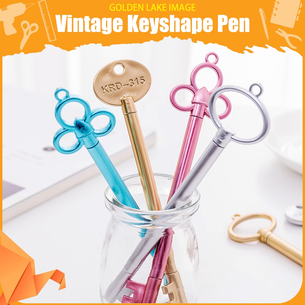 Key Shape Pen Vintage Key Gel Ink Pens Cute Novelty Pens 0.5mm Black ...