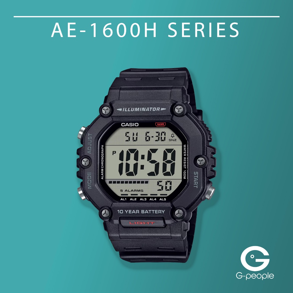 CASIO AE-1600H-1AV / AE-1600H-1A / AE-1600H DIGITAL WATCH 100% ORIGINAL ...