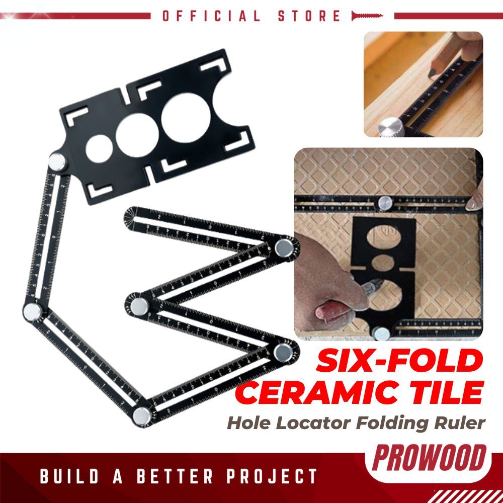 Tile Cutter Multi Angle Adjustable Angle Six-Folding Ruler Drill Guide ...