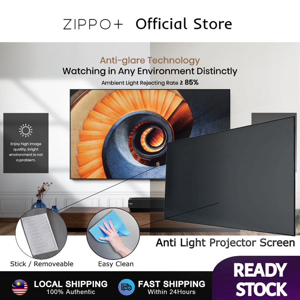 ZIPPO PLUS Projector Screen Anti Light Screen Projector Simple Folding ...