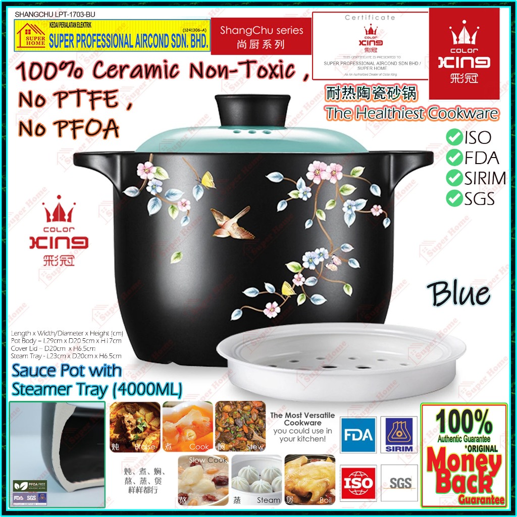 Color King Ceramic Pot 4000ml Sauce Pot with Steamer Tray - 100% ...