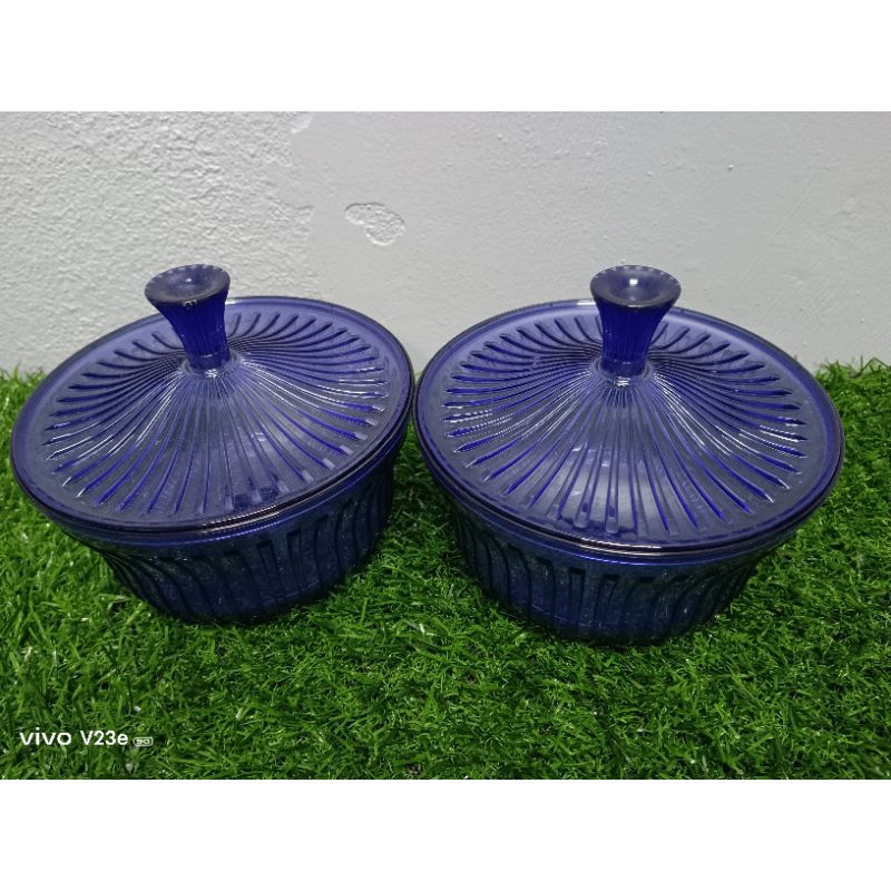 TUPPERWARE ROYAL BLUE CRYSTALLINE SMALL SERVER(2PCS) 600ML | Shopee ...