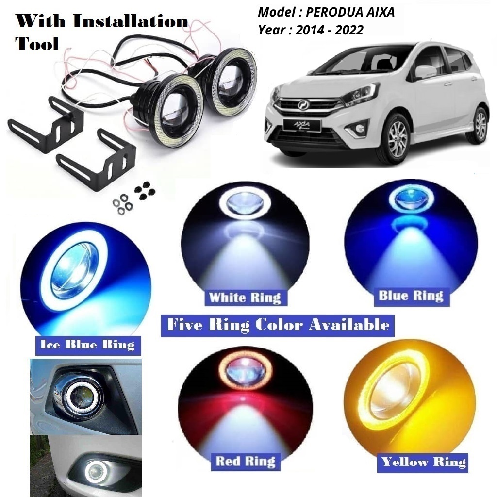 Perodua Axia Angel Eye Fog Lamp Led Light Halo Ring Spotlight COB ...