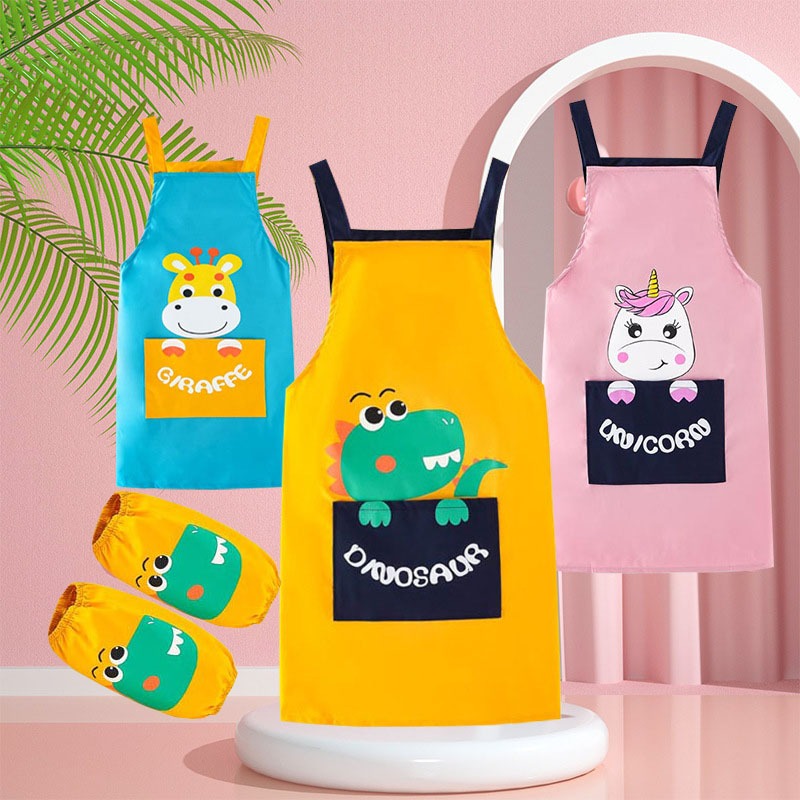 Unisex Kids' Waterproof Art & Mealtime Apron with Pockets