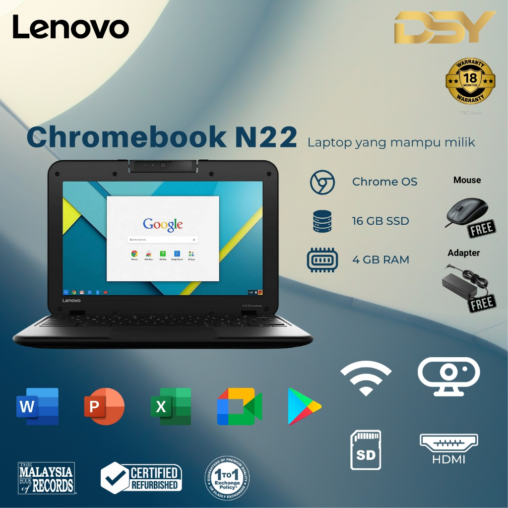LENOVO N22 CHROMEBOOK | Warranty 18 Month | | 4GB RAM | SSD 16GB ...