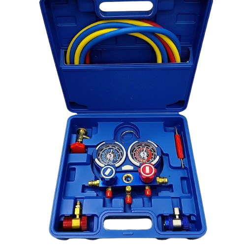Professional gas meter set + 2pcs hose r410/r32 + 1pcs hose r22/r134 ...