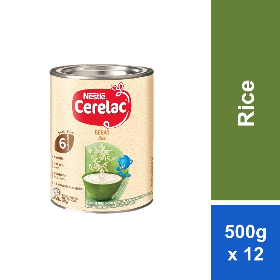 [Carton of 12] Nestle Cerelac Infant Cereals Rice (500g) | Shopee Malaysia