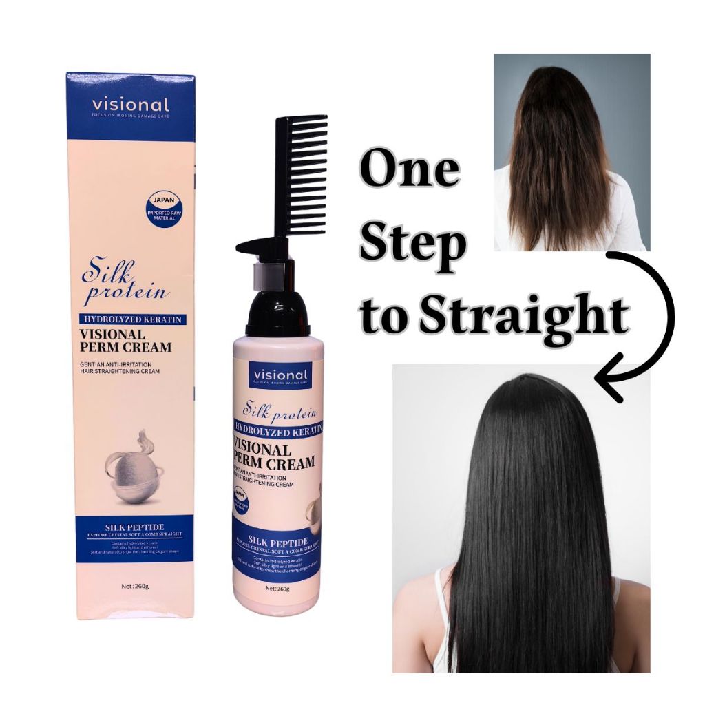 Visional Silky One Step Hair Straight Cream Keratin Straight Hair Comb ...
