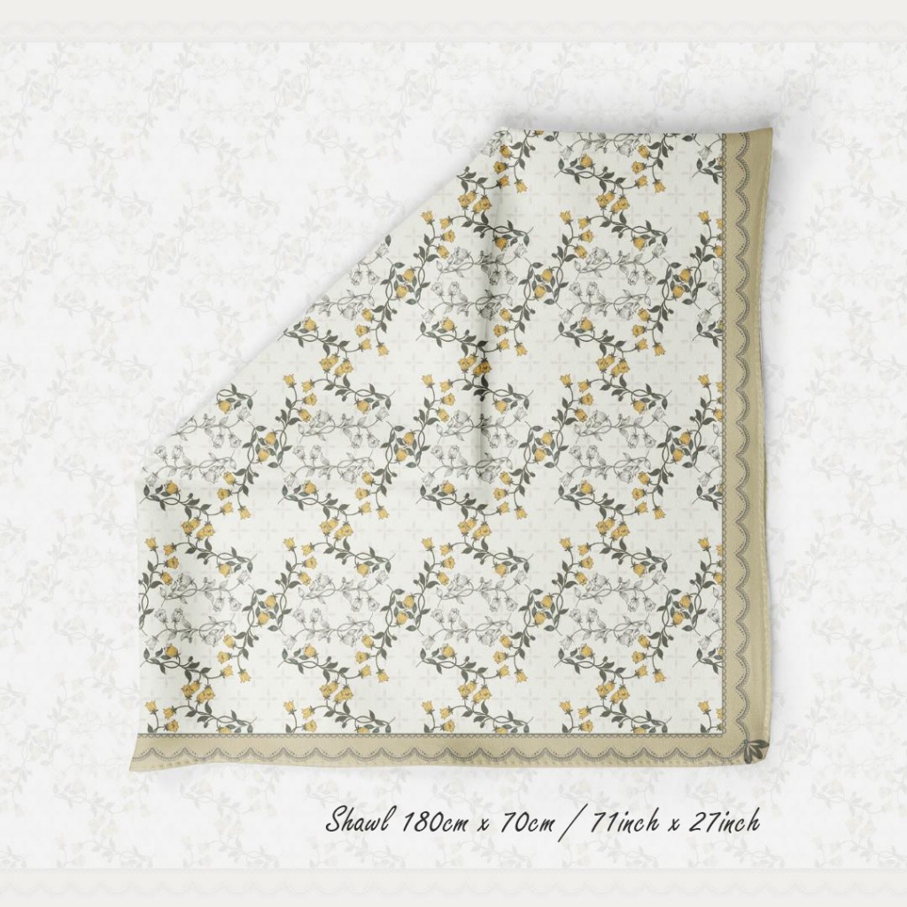 PANDAEYES SHAWL FLORAL SATIN 𝗖𝗟𝗔𝗦𝗦𝗜𝗖 𝗥𝗔𝗬𝗔 𝟮𝟬𝟮𝟱 𝗖𝗢𝗟𝗟𝗘𝗖𝗧𝗜𝗢𝗡 70CM*180CM (Hijab / Tudung/ Shawl)
