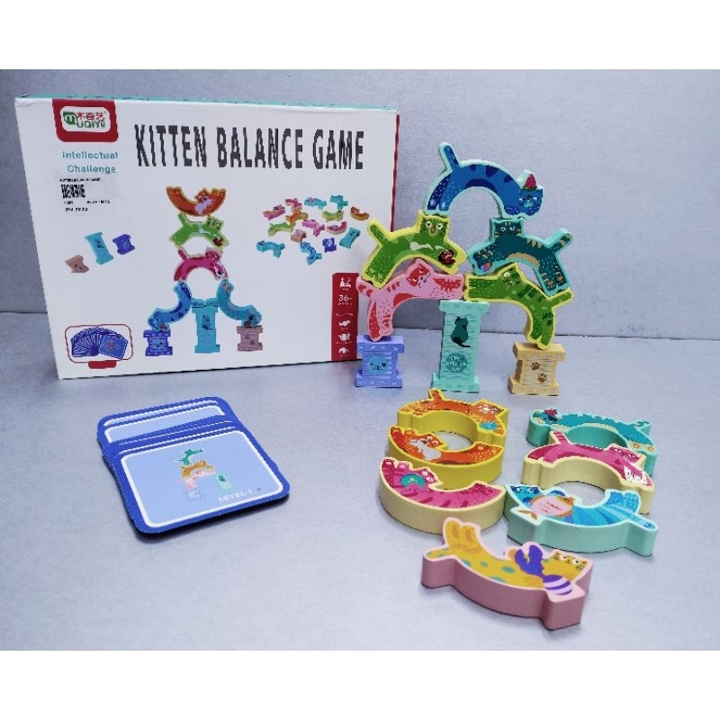kitten balance game modern jengga wooden toys balancing family game ...