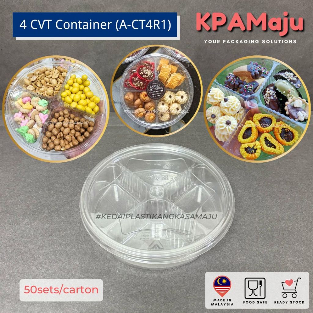 [50sets/carton] 4 Cavity Round Container with Lock (A-CT4R1) - Bekas ...