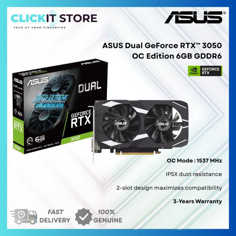 ASUS Dual GeForce RTX™ 3050 OC Edition 6GB GDDR6 | DUAL-RTX3050-O6G ...
