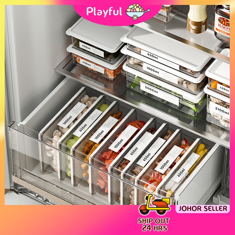 【PLAYFUL】Sealed Crisper Freezer Organizer Transparent Refrigerator ...